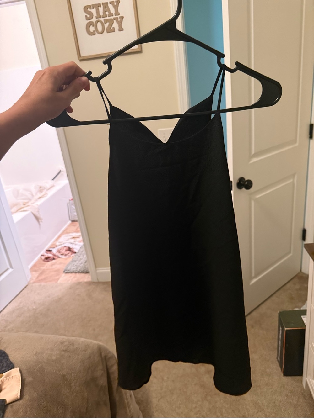 Black Spaghetti Strap - Women's V-Neck
